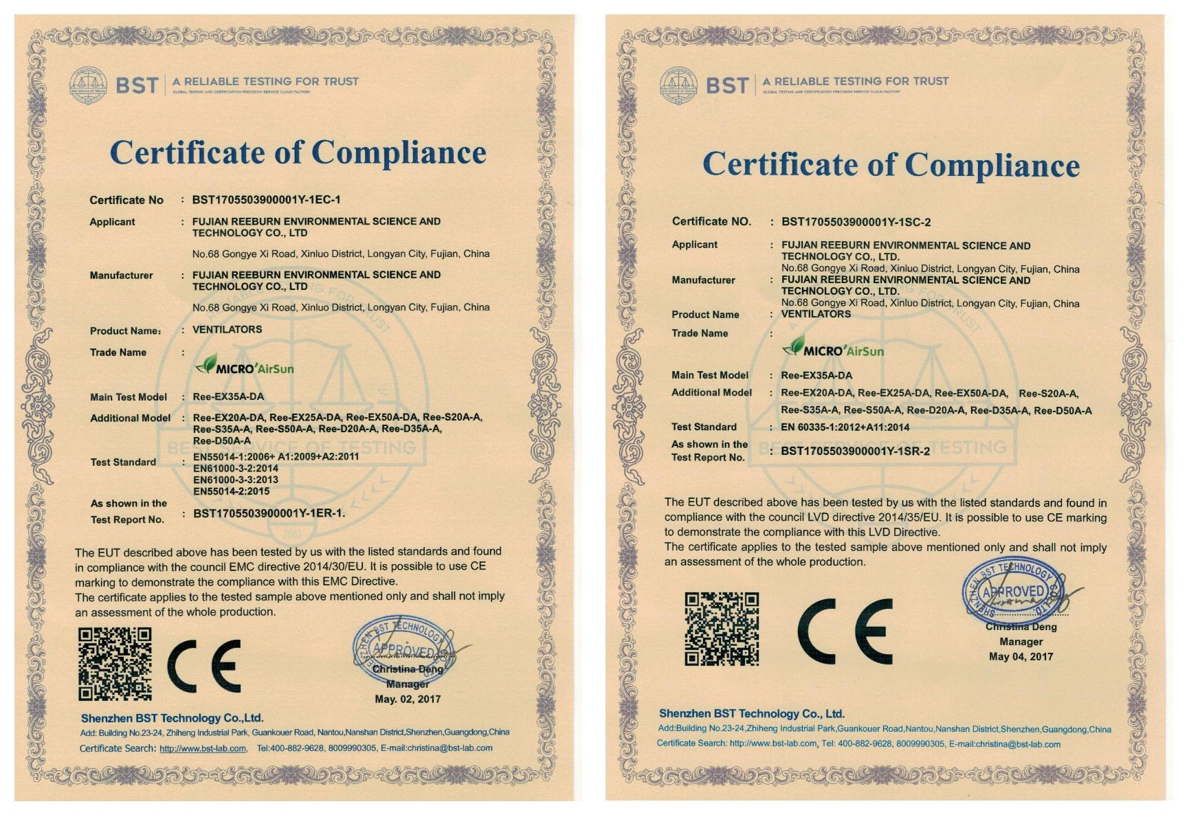 Warmly congratulate Ribourne's new wind products officially passed the CE EU electrical safety certification